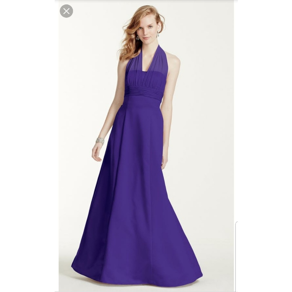 NWT David's Bridal black satin halter gown 26W